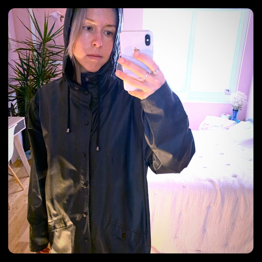 Navy blue rain coat